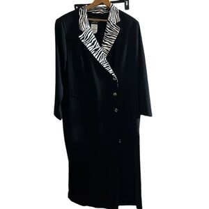 Positive Attitude size 14 black long sleeve maxi dress jacket style zebra print